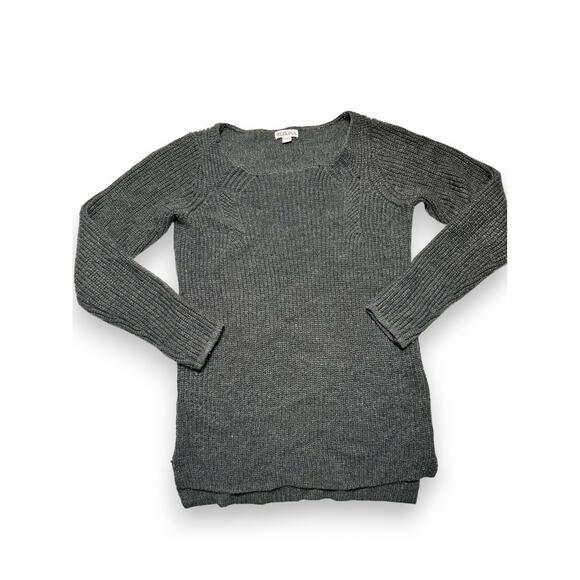 Merona Charcoal Ribbed Waffle Knit Sweater With Scoop Neck Size XS - Picture 1 of 9